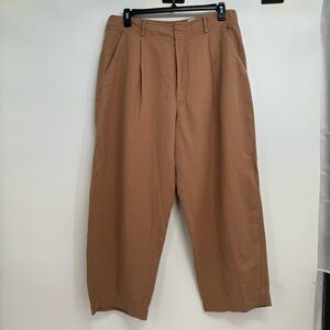 Apiece Apart Bari Crop Trouser Brown Linen Pants High Rise Ankle Sz 16
